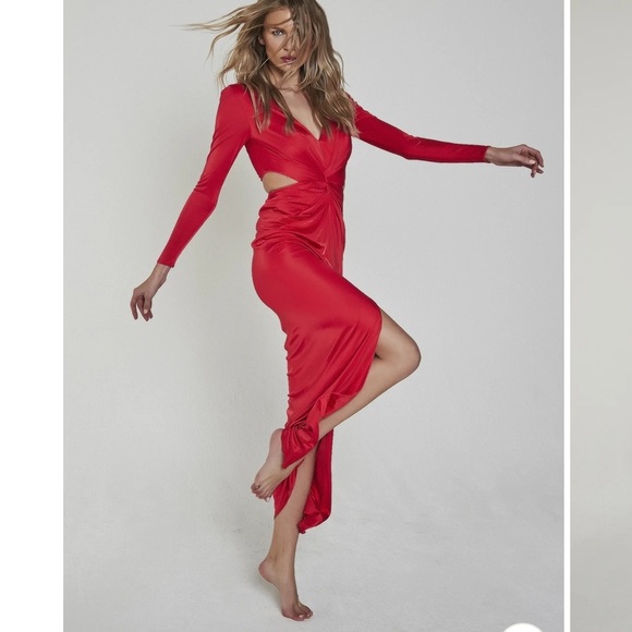 NWT Haney Sara Gown Teal Blue Twist Front Dress - Picture 6 of 16